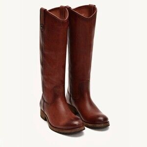 FRYE Melissa Whiskey Leather Button Lug Tall Boots Western Horse Gir Equestrian